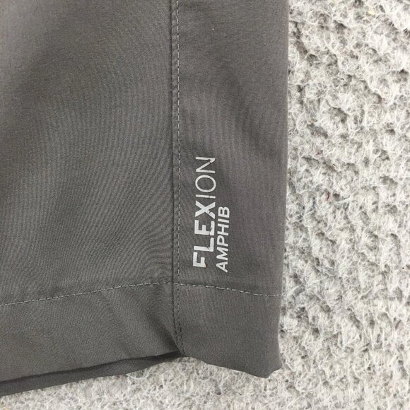 Eddie Bauer Flexion Chino Shorts Mens 32 (actual 33x9.5) Gray Mid Rise Zip Fly - Picture 5 of 16